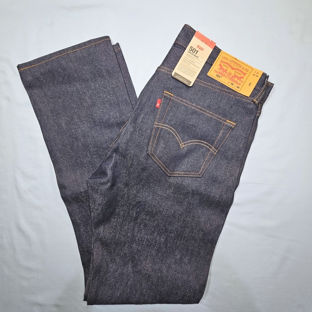 Levi's 501 Original Shrink-to-Fit Jeans Mens 36x36 NWT Rigid Raw Denim 501-0000